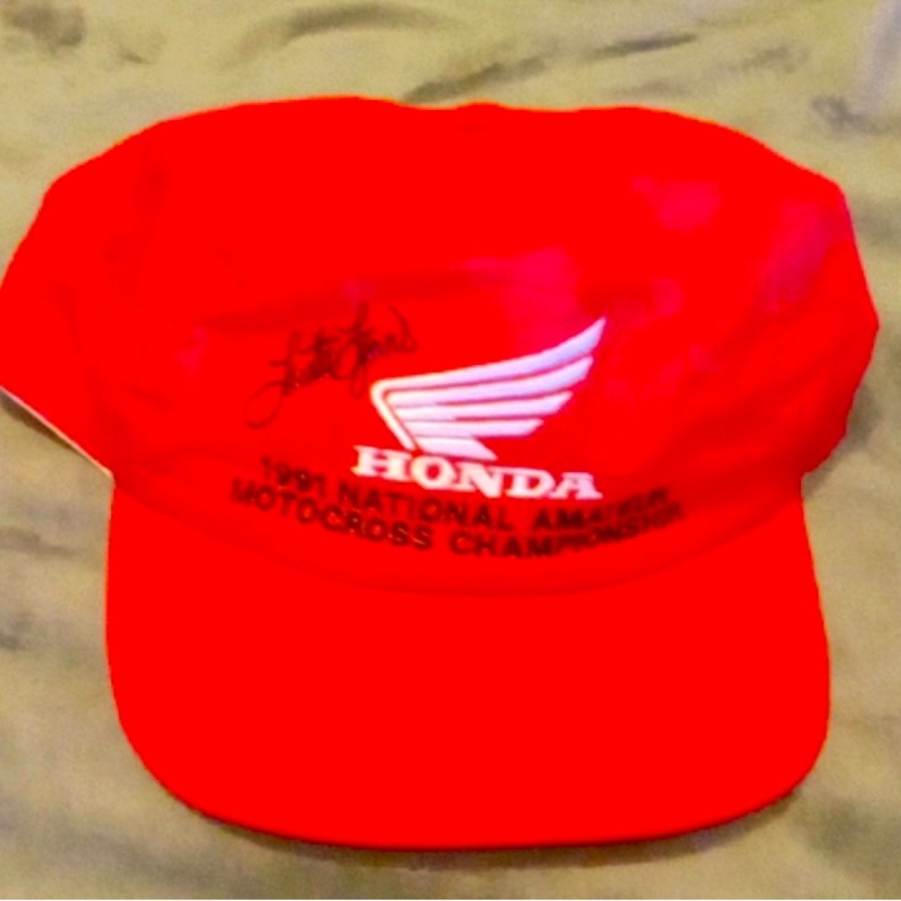 Honda 1991 Loretta Lynn Motocross champion bright neon windbreaker hat